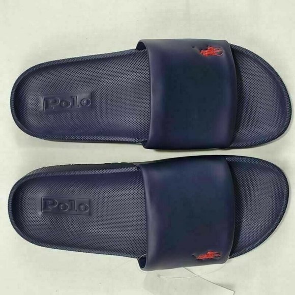 Polo Ralph Lauren Leather Cayson Pony Pool Slide Men\'s Size 11 Navy … main image 4